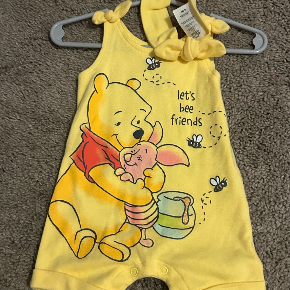 Disney Yellow Winnie the Pooh Infant Romper 0-3